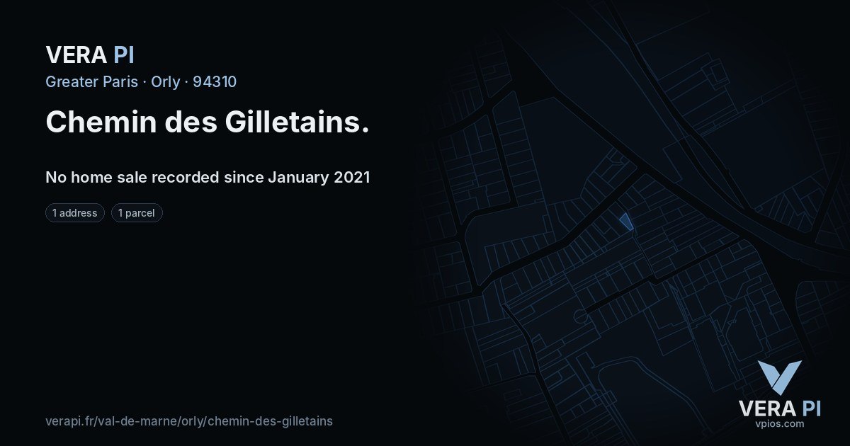 Chemin des Gilletains, Orly at night – every parcel coloured by the prices around it, the street's own parcels lit
