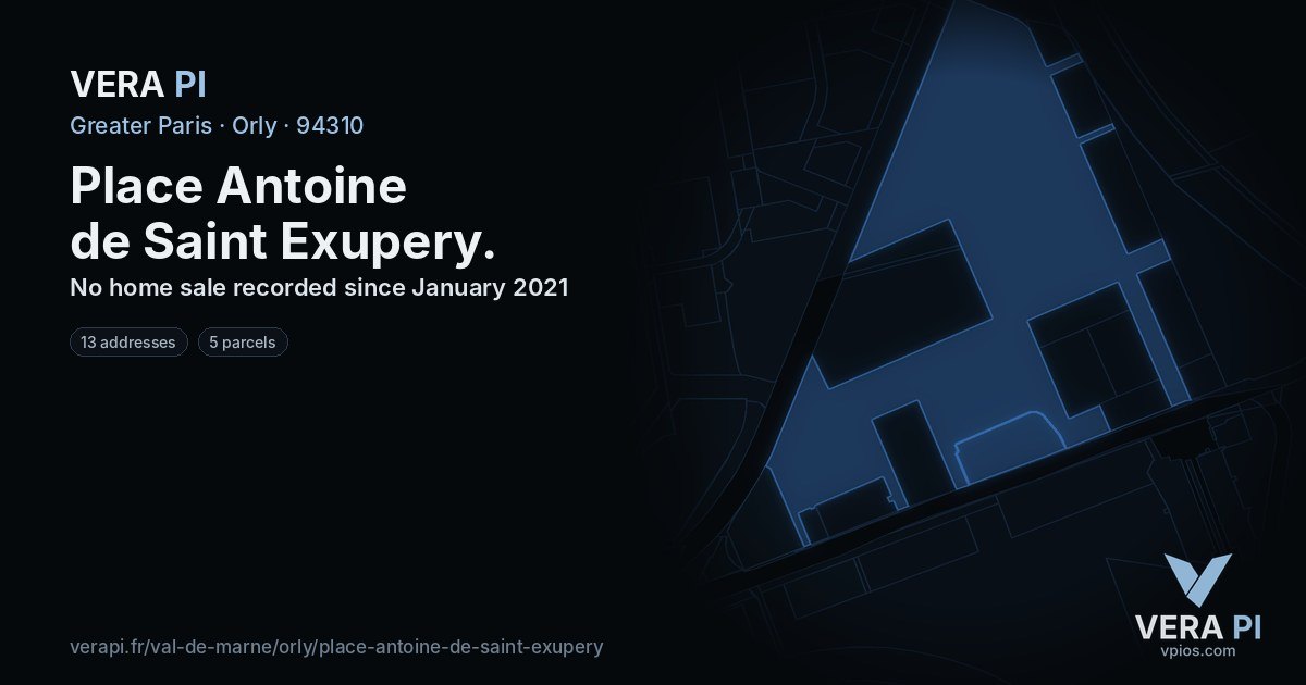 Place Antoine de Saint Exupery, Orly at night – every parcel coloured by the prices around it, the street's own parcels lit