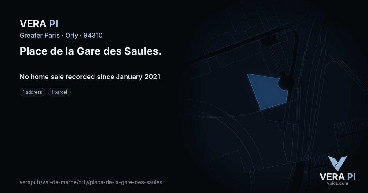 Place de la Gare des Saules, Orly at night – every parcel coloured by the prices around it, the street's own parcels lit