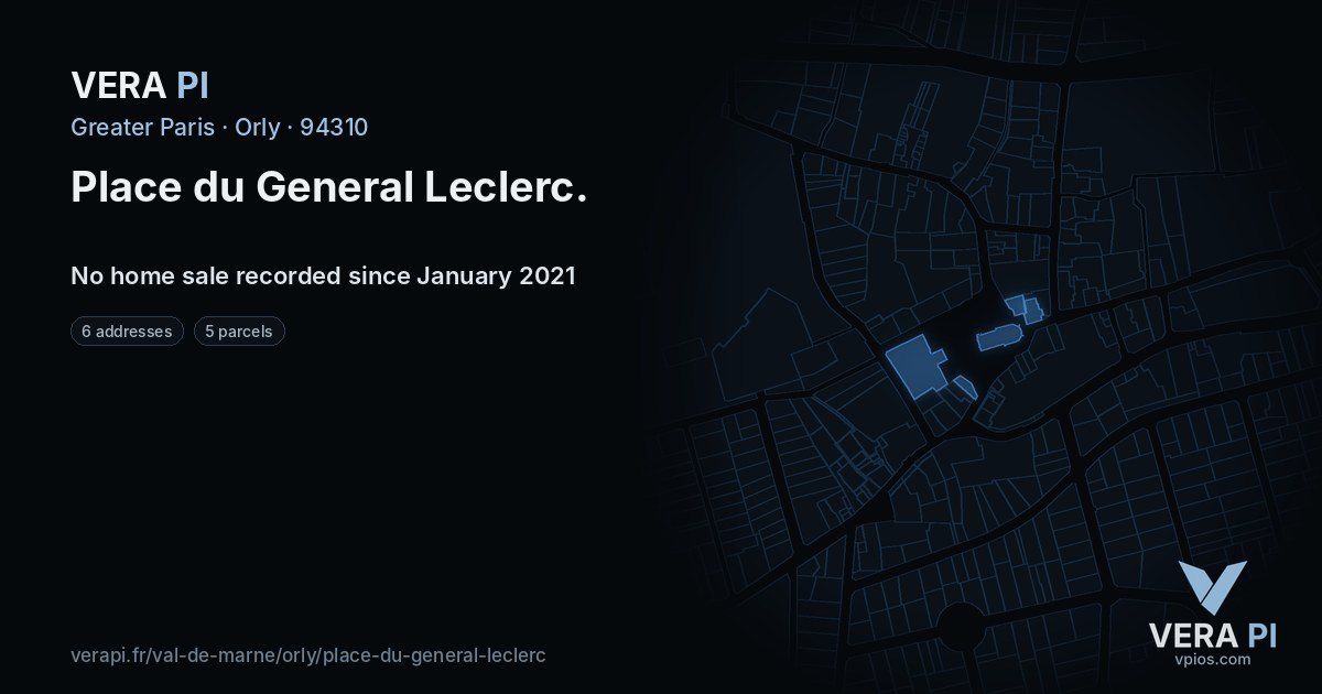 Place du General Leclerc, Orly at night – every parcel coloured by the prices around it, the street's own parcels lit