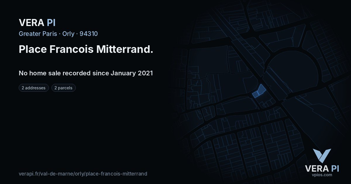 Place Francois Mitterrand, Orly at night – every parcel coloured by the prices around it, the street's own parcels lit