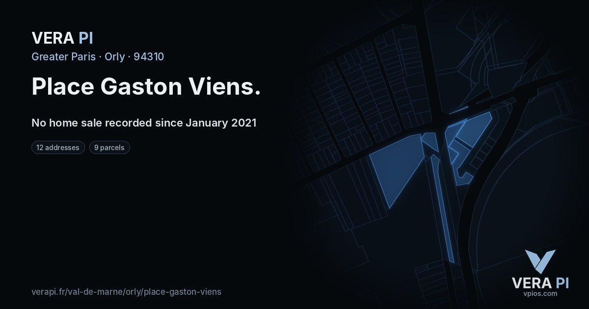 Place Gaston Viens, Orly at night – every parcel coloured by the prices around it, the street's own parcels lit