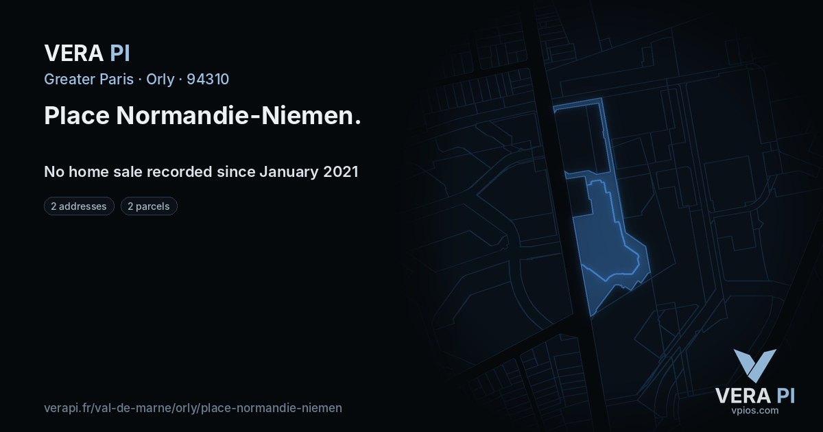 Place Normandie-Niemen, Orly at night – every parcel coloured by the prices around it, the street's own parcels lit