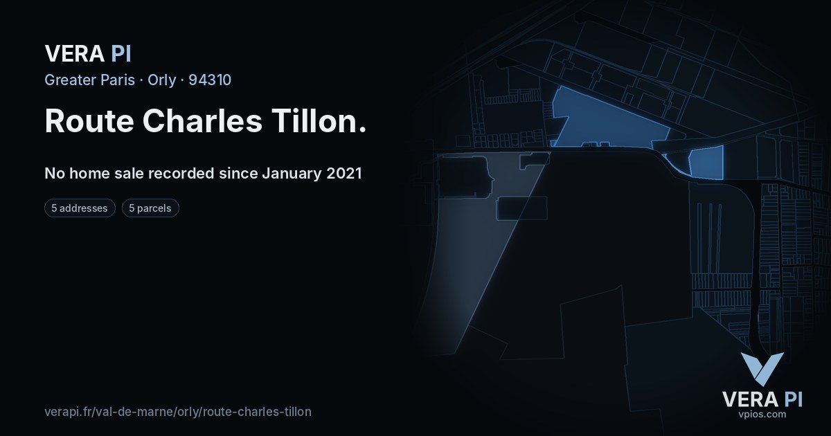 Route Charles Tillon, Orly at night – every parcel coloured by the prices around it, the street's own parcels lit