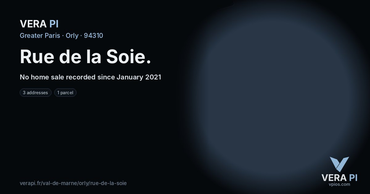Rue de la Soie, Orly at night – every parcel coloured by the prices around it, the street's own parcels lit