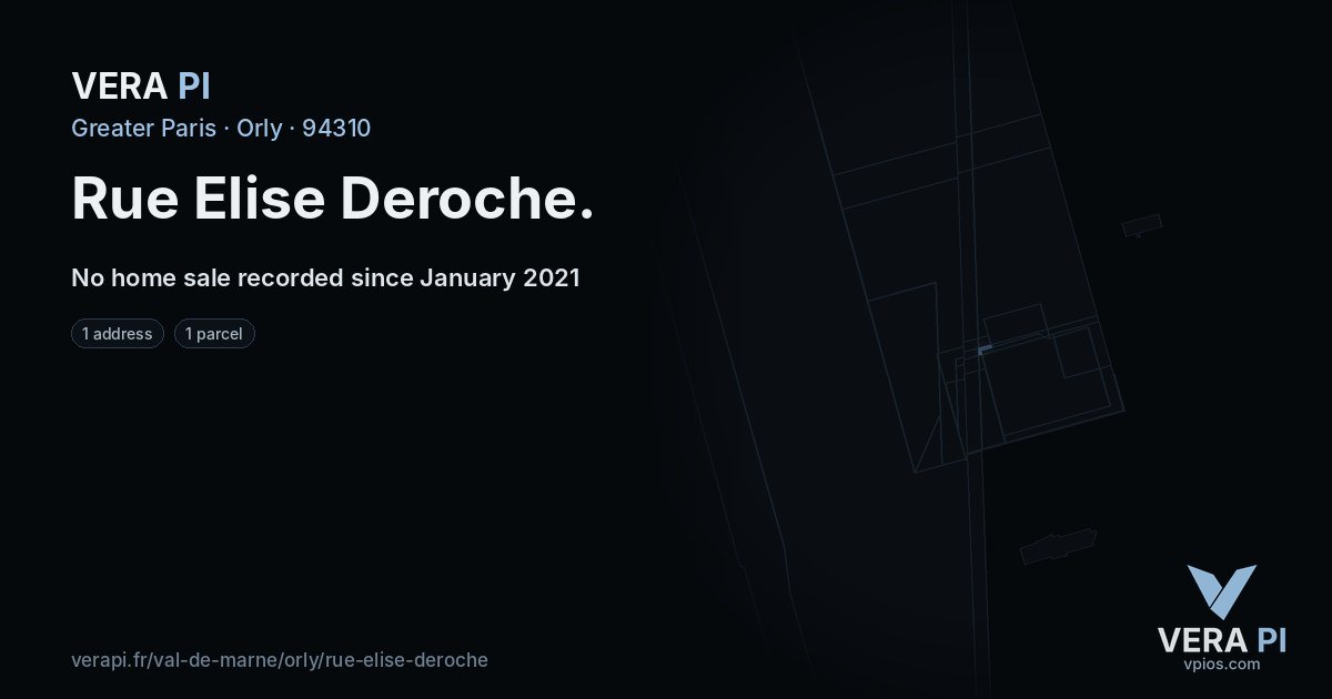 Rue Elise Deroche, Orly at night – every parcel coloured by the prices around it, the street's own parcels lit
