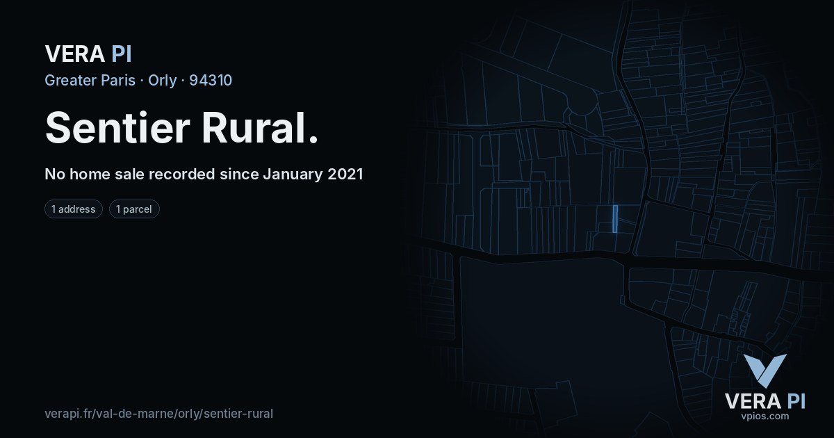 Sentier Rural, Orly at night – every parcel coloured by the prices around it, the street's own parcels lit