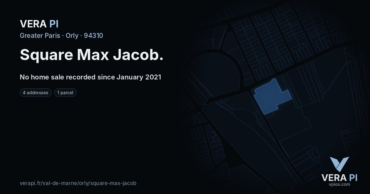 Square Max Jacob, Orly at night – every parcel coloured by the prices around it, the street's own parcels lit