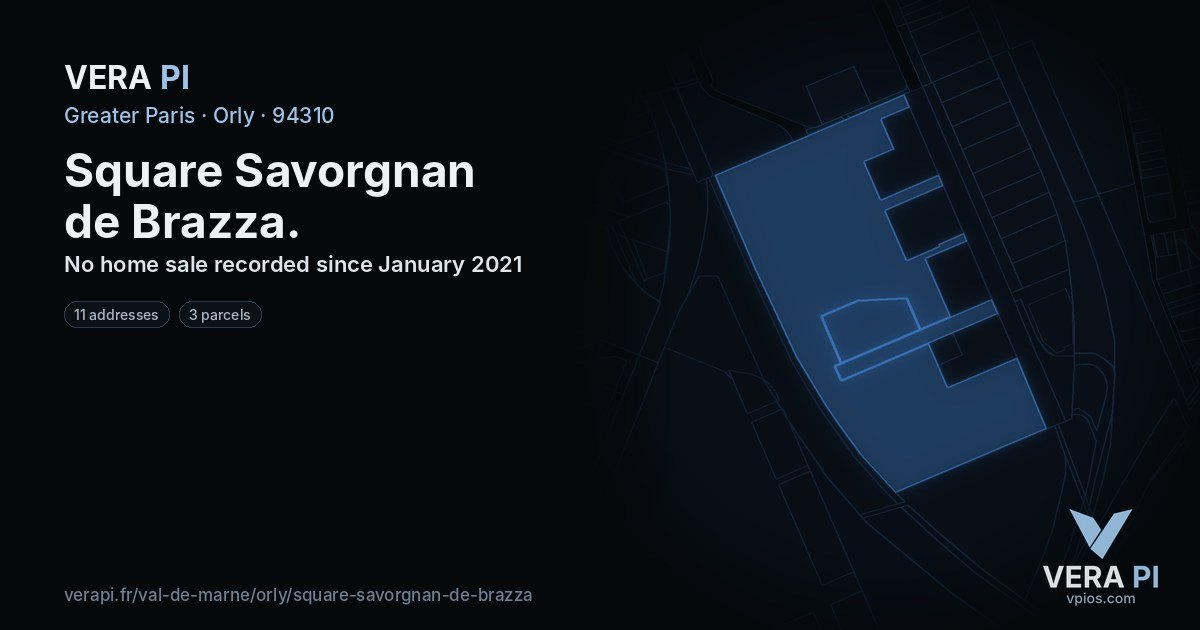 Square Savorgnan de Brazza, Orly at night – every parcel coloured by the prices around it, the street's own parcels lit