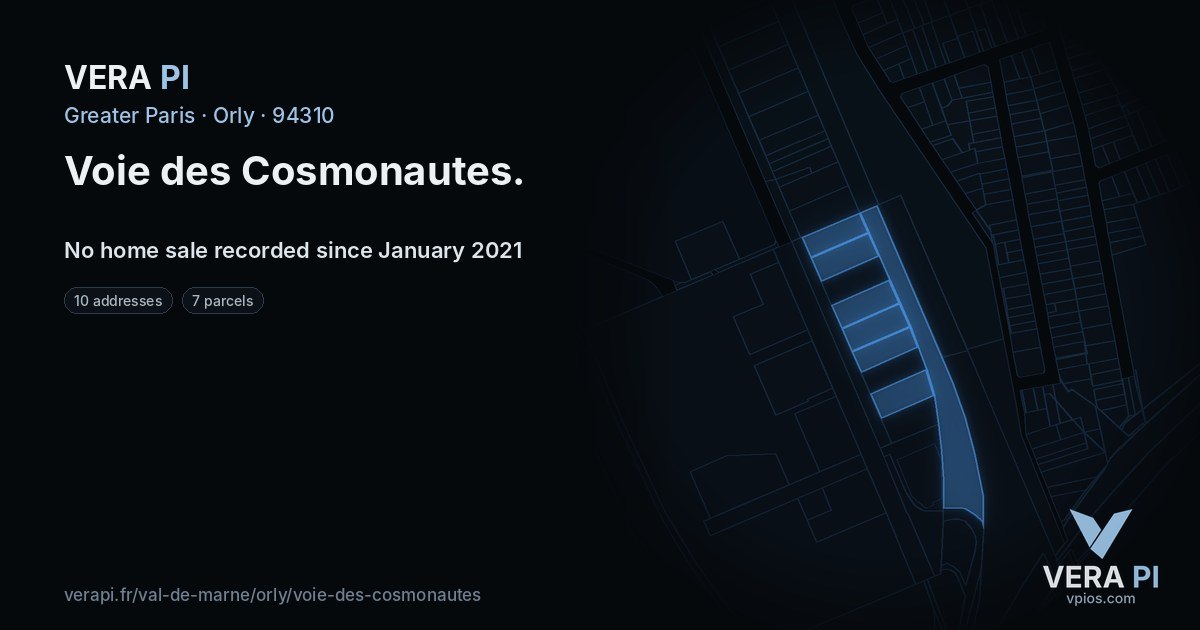 Voie des Cosmonautes, Orly at night – every parcel coloured by the prices around it, the street's own parcels lit