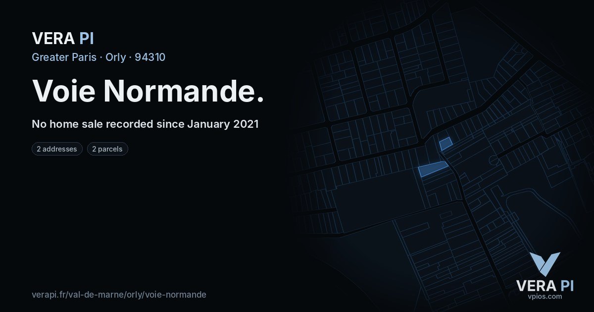 Voie Normande, Orly at night – every parcel coloured by the prices around it, the street's own parcels lit