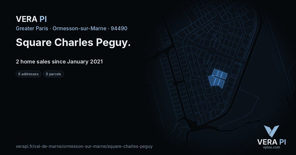 Square Charles Peguy, Ormesson-sur-Marne at night – every parcel coloured by the prices around it, the street's own parcels lit