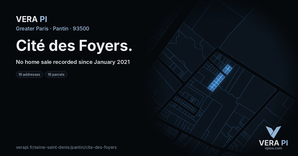 Cité des Foyers, Pantin at night – every parcel coloured by the prices around it, the street's own parcels lit