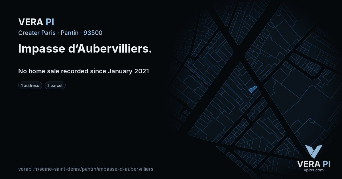 Impasse d’Aubervilliers, Pantin at night – every parcel coloured by the prices around it, the street's own parcels lit
