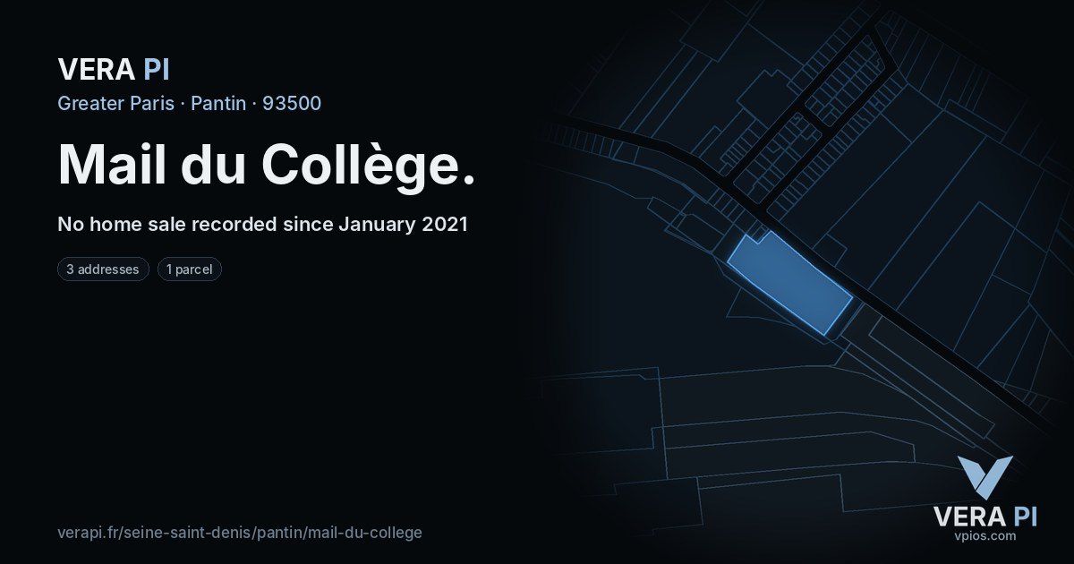 Mail du Collège, Pantin at night – every parcel coloured by the prices around it, the street's own parcels lit