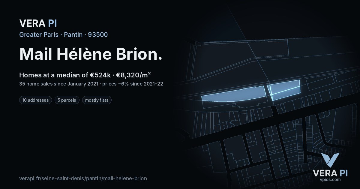 Mail Hélène Brion, Pantin at night – every parcel coloured by the prices around it, the street's own parcels lit