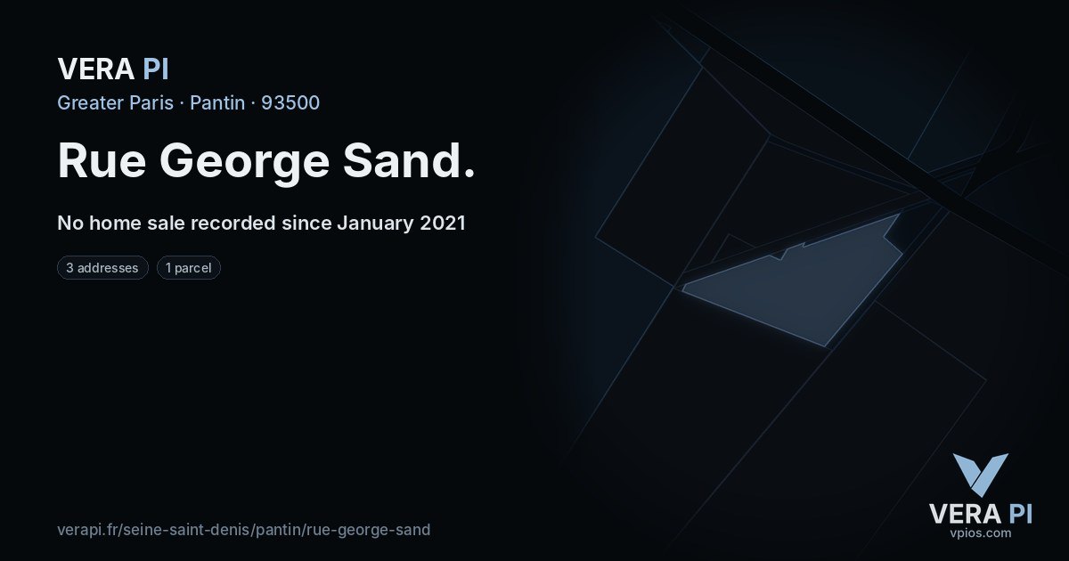 Rue George Sand, Pantin at night – every parcel coloured by the prices around it, the street's own parcels lit