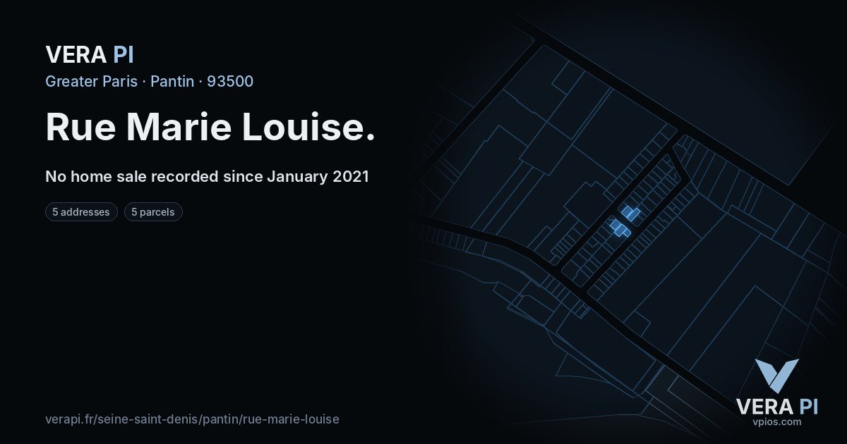 Rue Marie Louise, Pantin at night – every parcel coloured by the prices around it, the street's own parcels lit