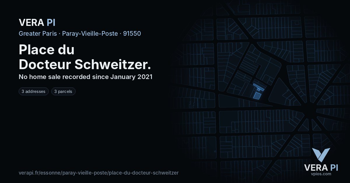 Place du Docteur Schweitzer, Paray-Vieille-Poste at night – every parcel coloured by the prices around it, the street's own parcels lit
