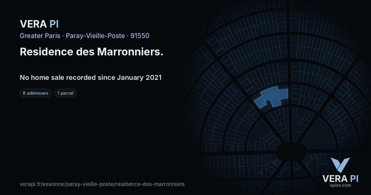 Residence des Marronniers, Paray-Vieille-Poste at night – every parcel coloured by the prices around it, the street's own parcels lit