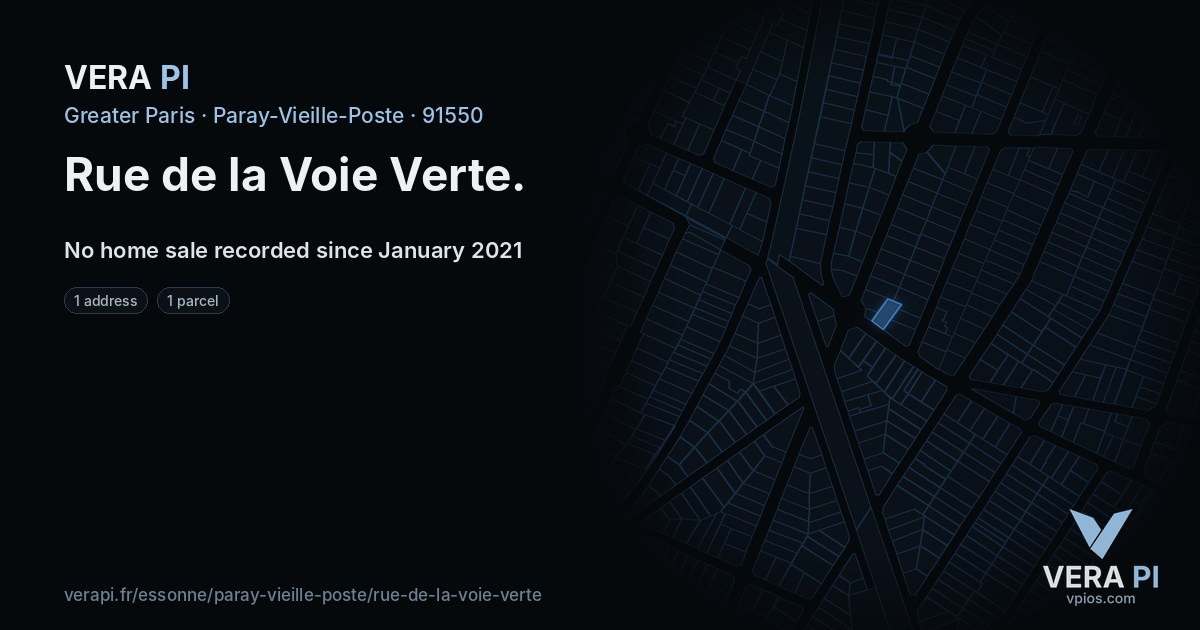 Rue de la Voie Verte, Paray-Vieille-Poste at night – every parcel coloured by the prices around it, the street's own parcels lit