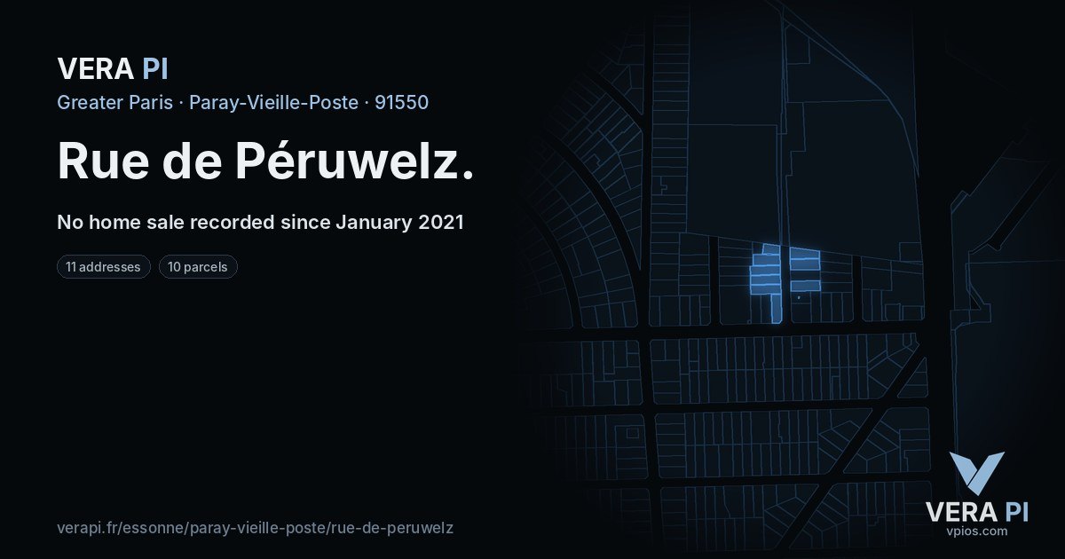 Rue de Péruwelz, Paray-Vieille-Poste at night – every parcel coloured by the prices around it, the street's own parcels lit