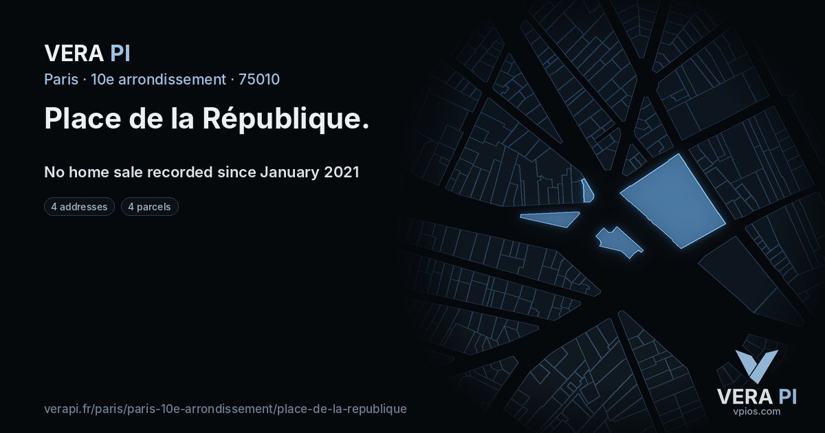 Place de la République, 10e arrondissement at night – every parcel coloured by the prices around it, the street's own parcels lit