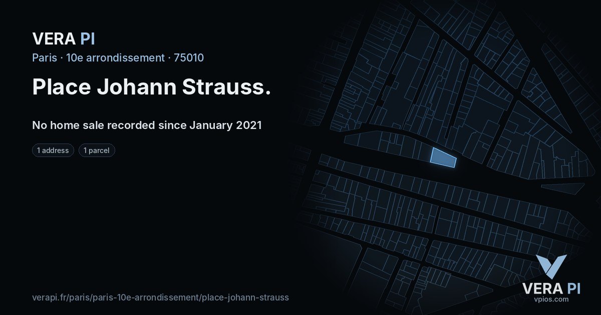 Place Johann Strauss, 10e arrondissement at night – every parcel coloured by the prices around it, the street's own parcels lit