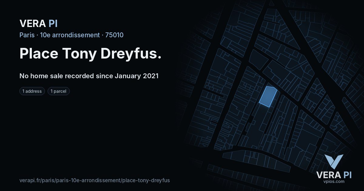 Place Tony Dreyfus, 10e arrondissement at night – every parcel coloured by the prices around it, the street's own parcels lit