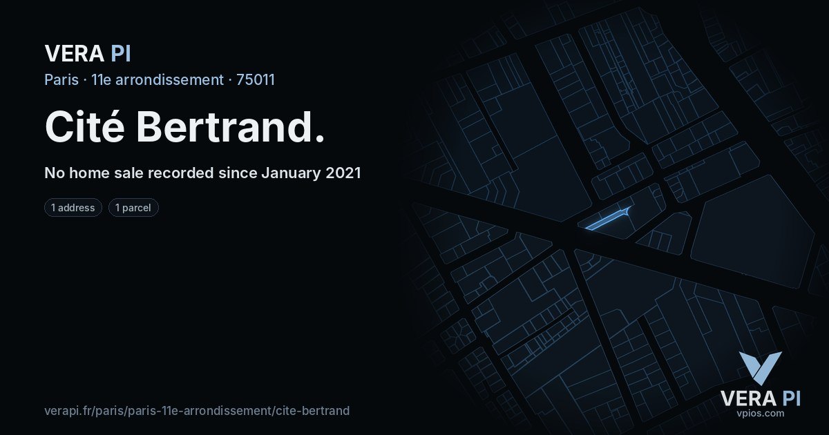 Cité Bertrand, 11e arrondissement at night – every parcel coloured by the prices around it, the street's own parcels lit