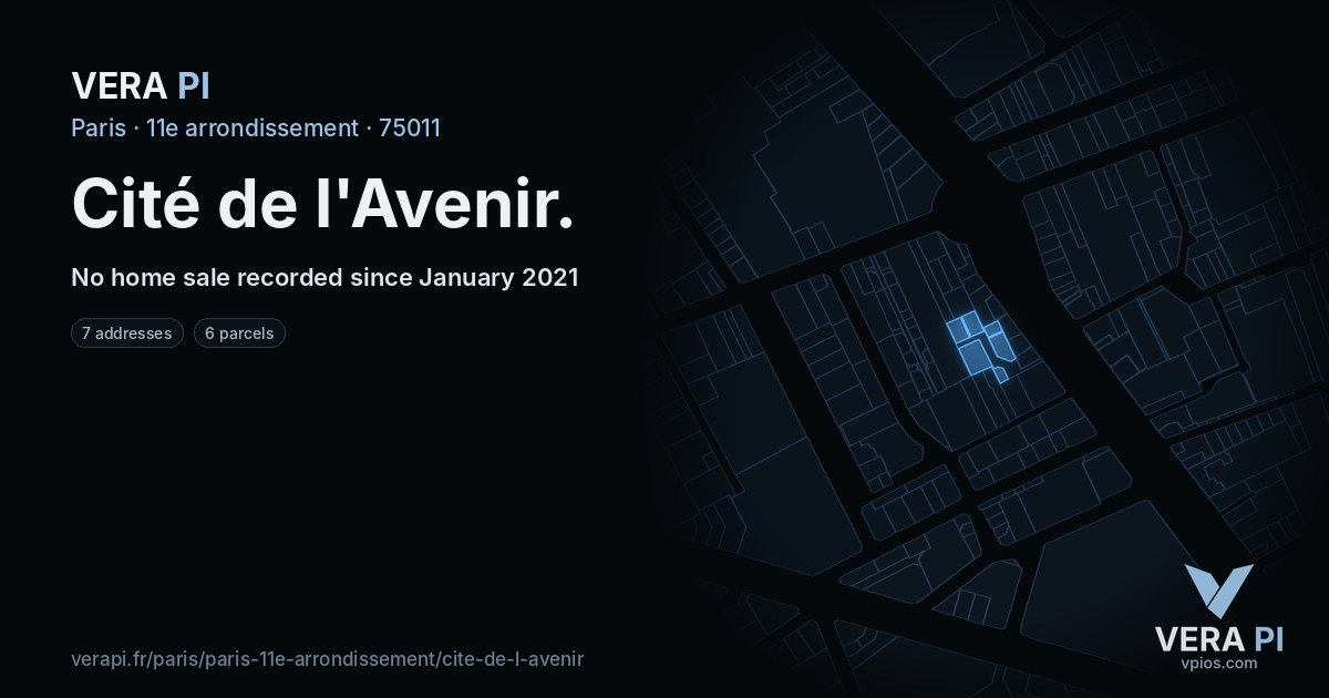 Cité de l'Avenir, 11e arrondissement at night – every parcel coloured by the prices around it, the street's own parcels lit