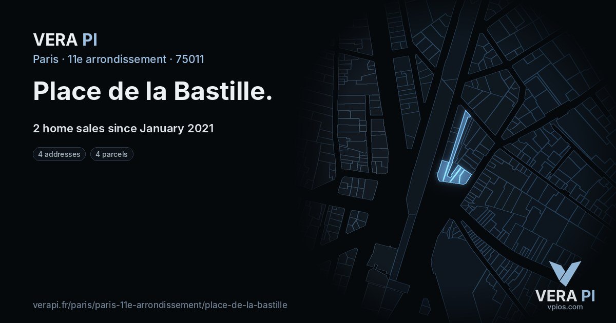 Place de la Bastille, 11e arrondissement at night – every parcel coloured by the prices around it, the street's own parcels lit
