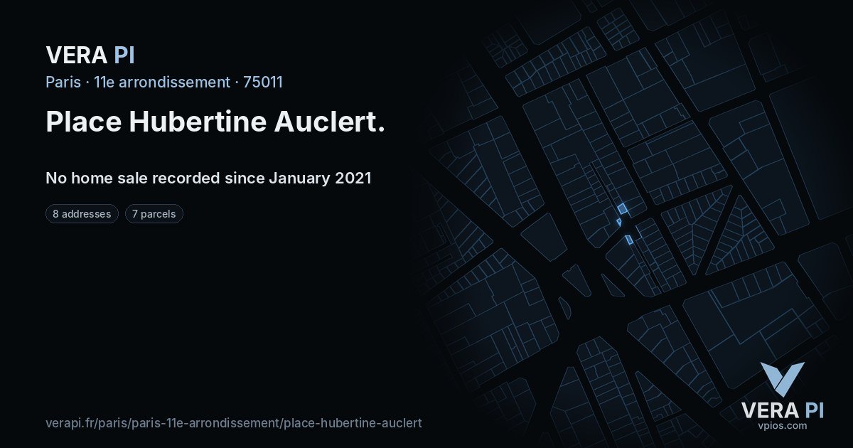 Place Hubertine Auclert, 11e arrondissement at night – every parcel coloured by the prices around it, the street's own parcels lit