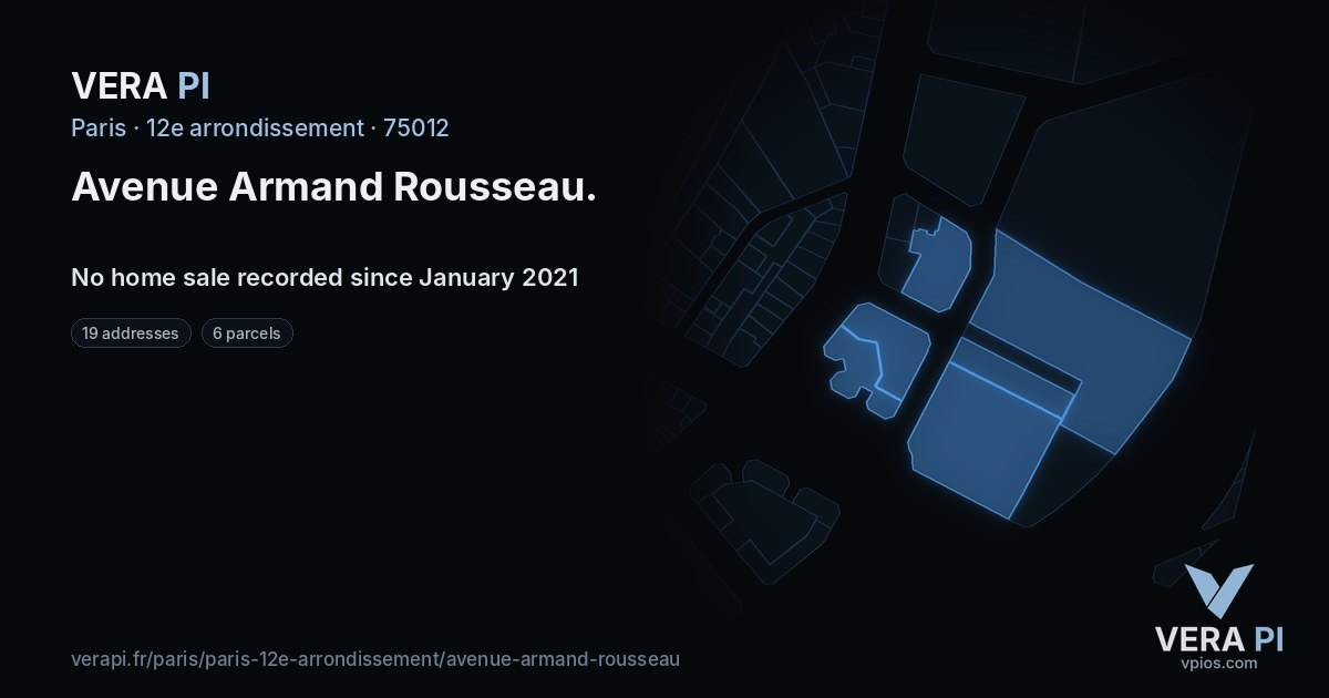 Avenue Armand Rousseau, 12e arrondissement at night – every parcel coloured by the prices around it, the street's own parcels lit