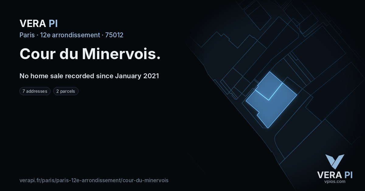 Cour du Minervois, 12e arrondissement at night – every parcel coloured by the prices around it, the street's own parcels lit