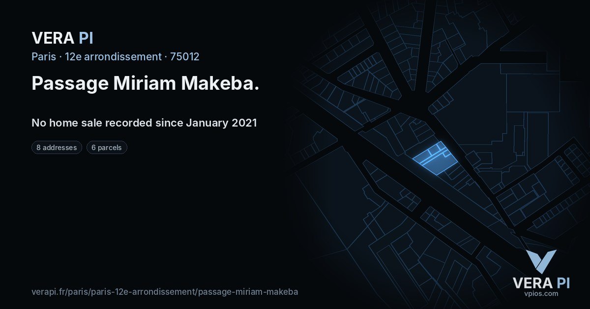 Passage Miriam Makeba, 12e arrondissement at night – every parcel coloured by the prices around it, the street's own parcels lit