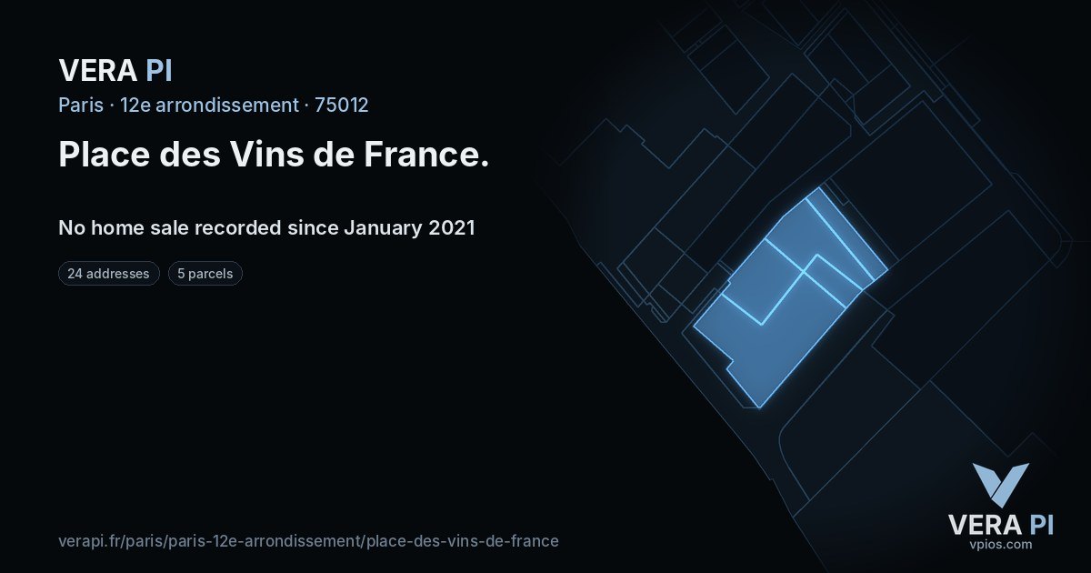 Place des Vins de France, 12e arrondissement at night – every parcel coloured by the prices around it, the street's own parcels lit