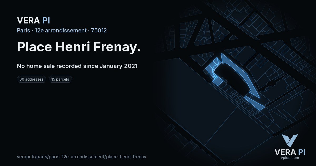 Place Henri Frenay, 12e arrondissement at night – every parcel coloured by the prices around it, the street's own parcels lit