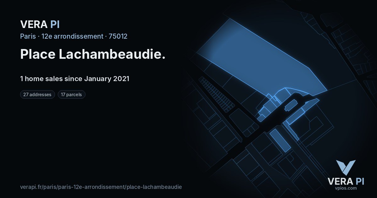 Place Lachambeaudie, 12e arrondissement at night – every parcel coloured by the prices around it, the street's own parcels lit
