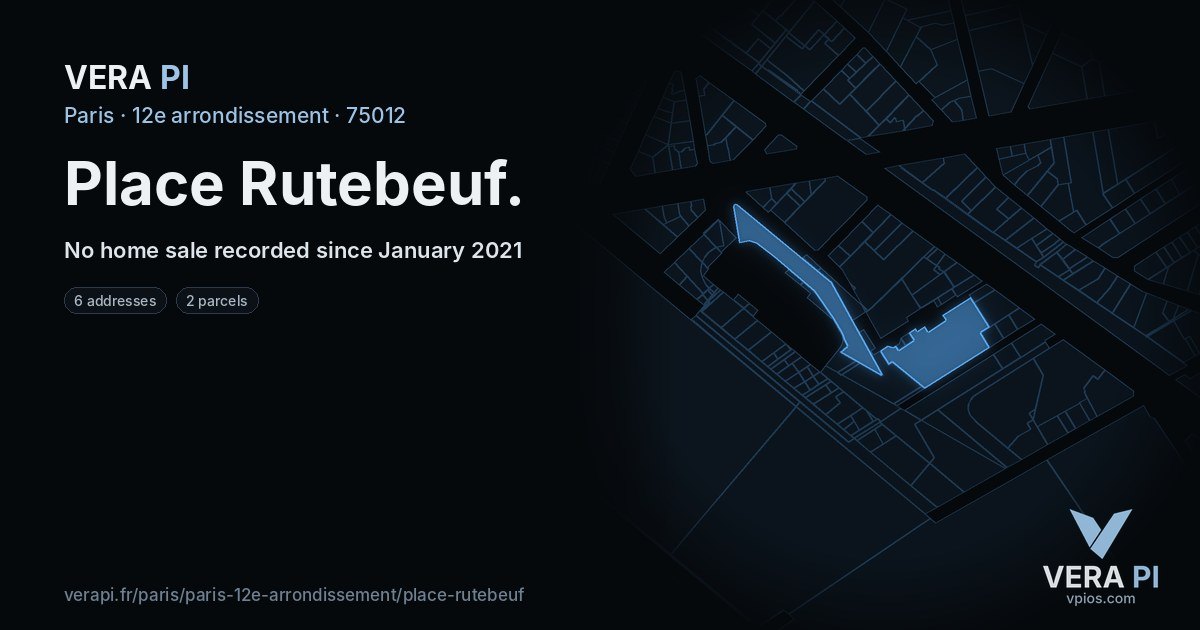 Place Rutebeuf, 12e arrondissement at night – every parcel coloured by the prices around it, the street's own parcels lit