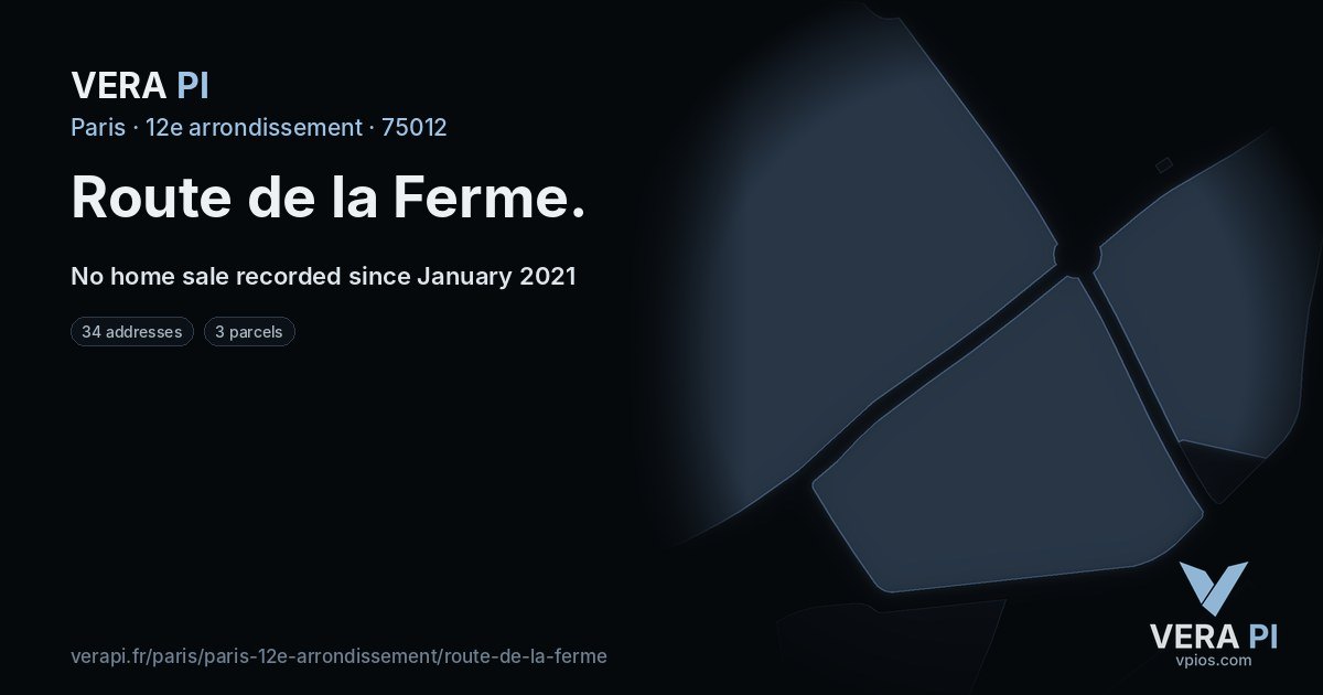 Route de la Ferme, 12e arrondissement at night – every parcel coloured by the prices around it, the street's own parcels lit