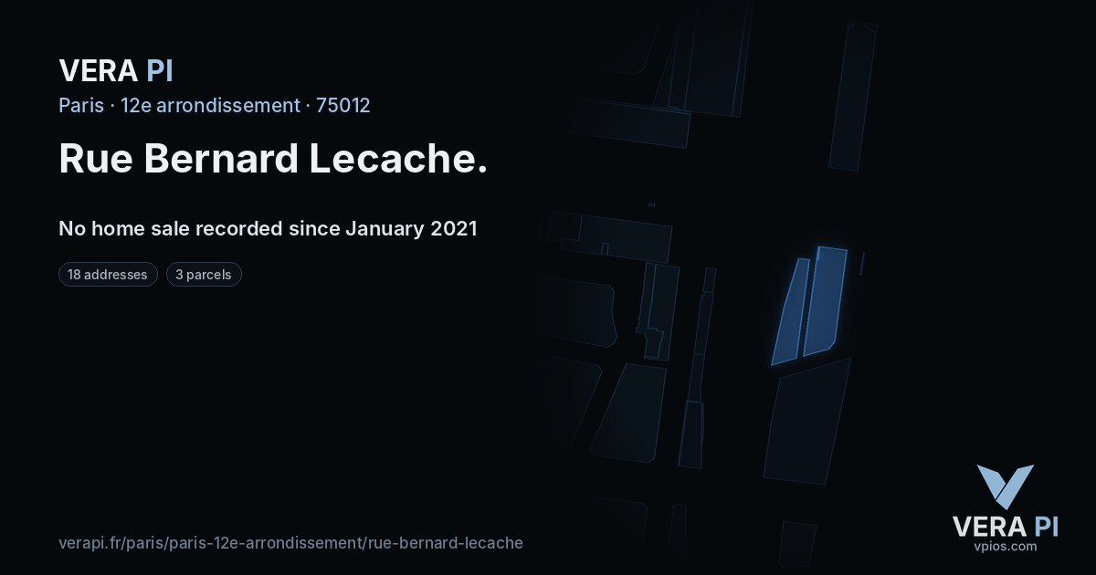 Rue Bernard Lecache, 12e arrondissement at night – every parcel coloured by the prices around it, the street's own parcels lit
