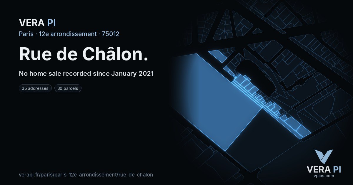 Rue de Châlon, 12e arrondissement at night – every parcel coloured by the prices around it, the street's own parcels lit