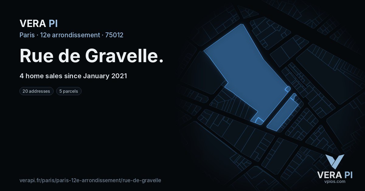 Rue de Gravelle, 12e arrondissement at night – every parcel coloured by the prices around it, the street's own parcels lit