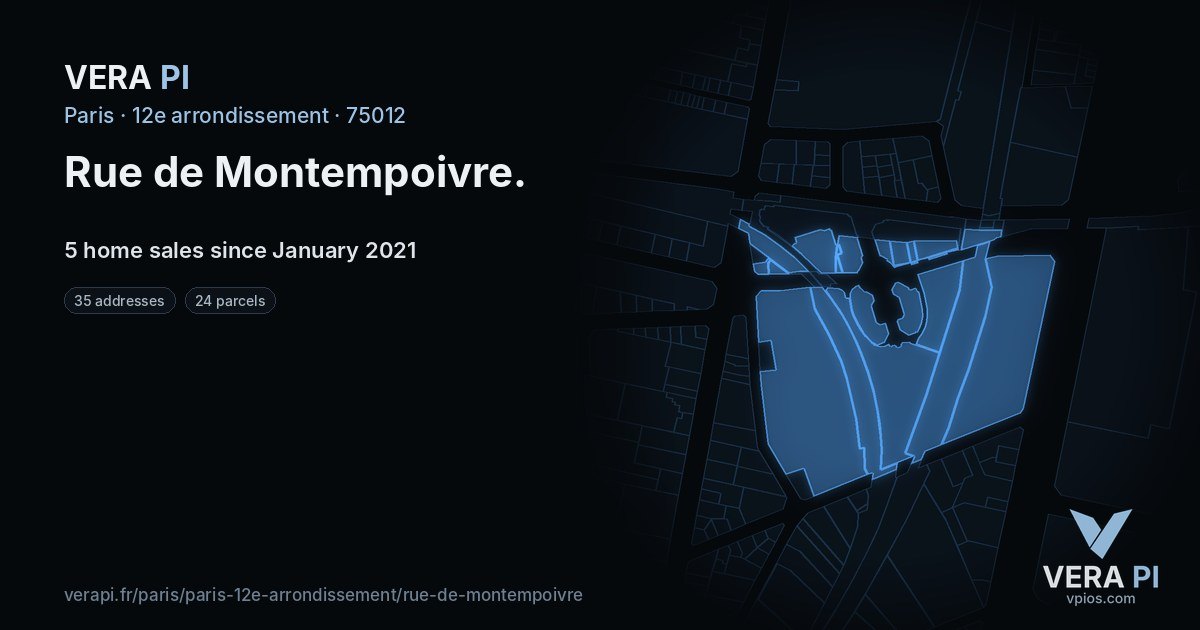Rue de Montempoivre, 12e arrondissement at night – every parcel coloured by the prices around it, the street's own parcels lit