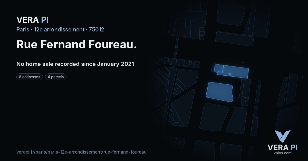 Rue Fernand Foureau, 12e arrondissement at night – every parcel coloured by the prices around it, the street's own parcels lit
