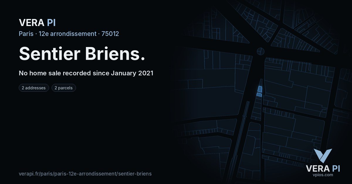 Sentier Briens, 12e arrondissement at night – every parcel coloured by the prices around it, the street's own parcels lit