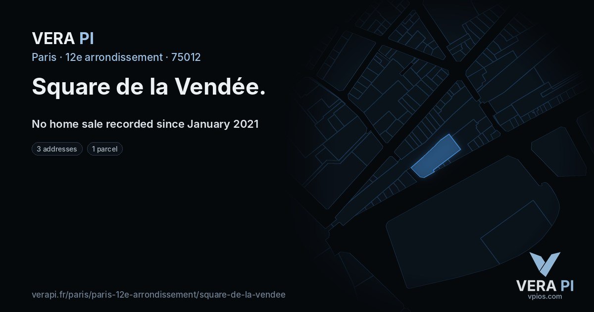 Square de la Vendée, 12e arrondissement at night – every parcel coloured by the prices around it, the street's own parcels lit
