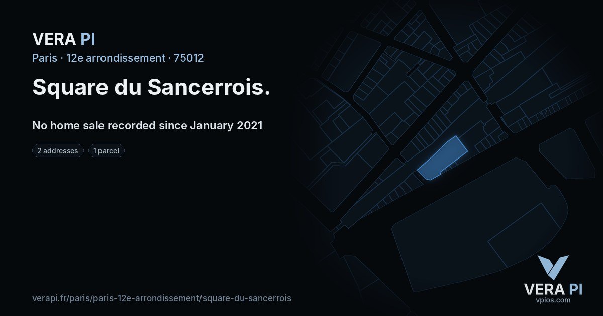 Square du Sancerrois, 12e arrondissement at night – every parcel coloured by the prices around it, the street's own parcels lit