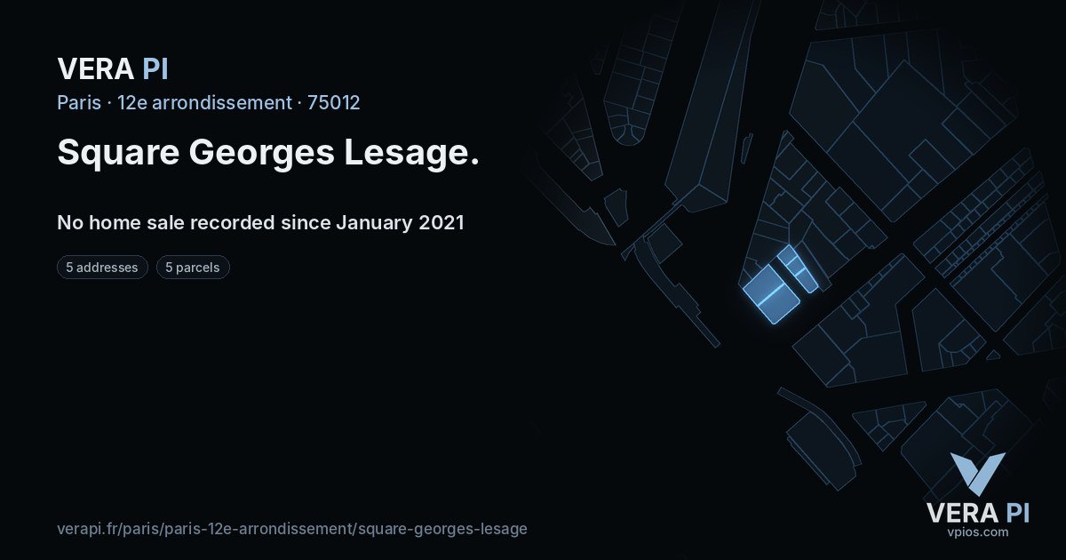 Square Georges Lesage, 12e arrondissement at night – every parcel coloured by the prices around it, the street's own parcels lit